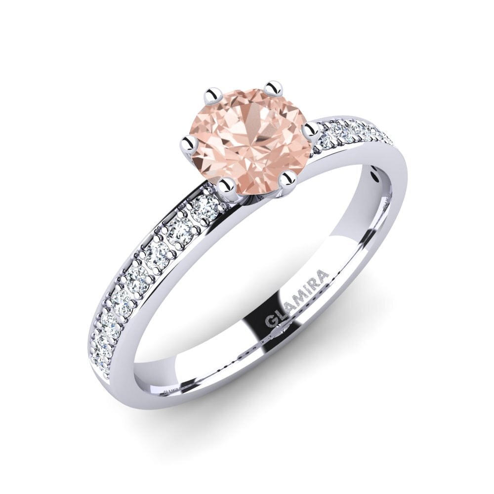 White Silver Morganite Engagement Ring Ageall 0.8 crt