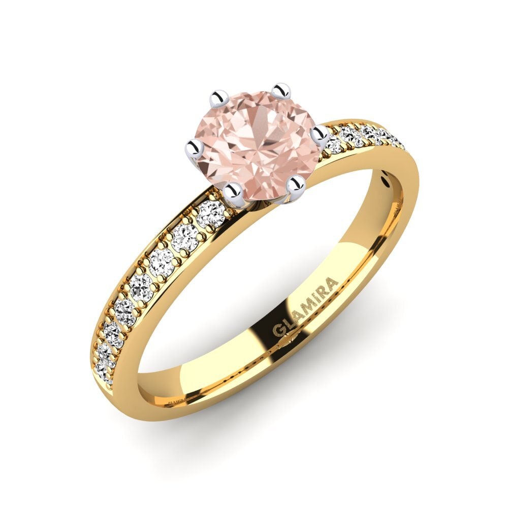 14ct Yellow / White Gold Morganite Engagement Ring Ageall 0.8 crt