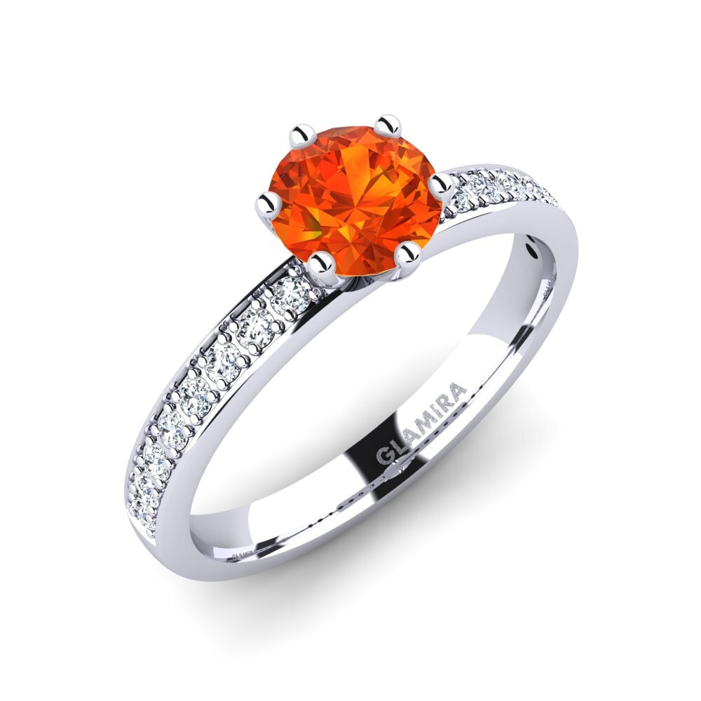 Orange Sapphire Engagement Ring Ageall 0.8 crt
