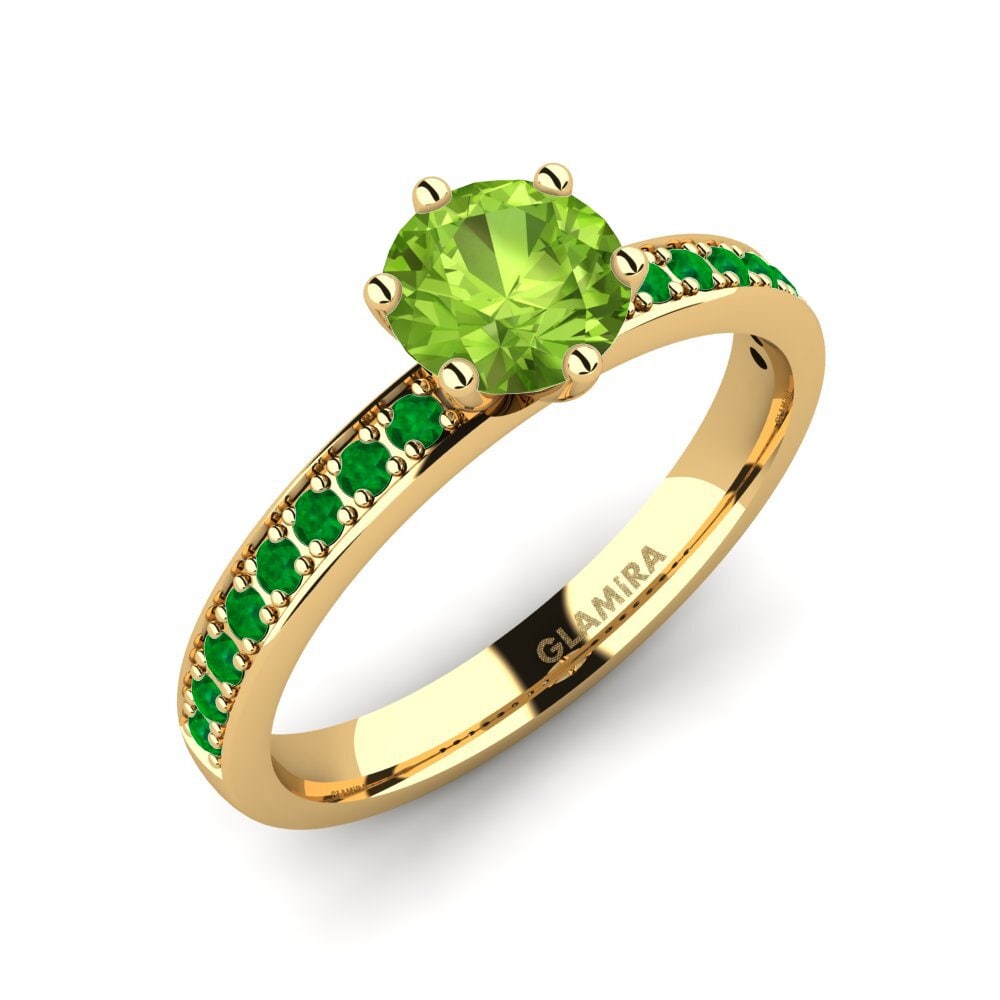 14K Geel Goud Peridoot Verlovingsring Ageall 0.8 crt