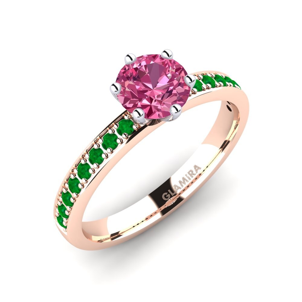 14K Rood & Wit Goud Roze Toermalijn Verlovingsring Ageall 0.8 crt