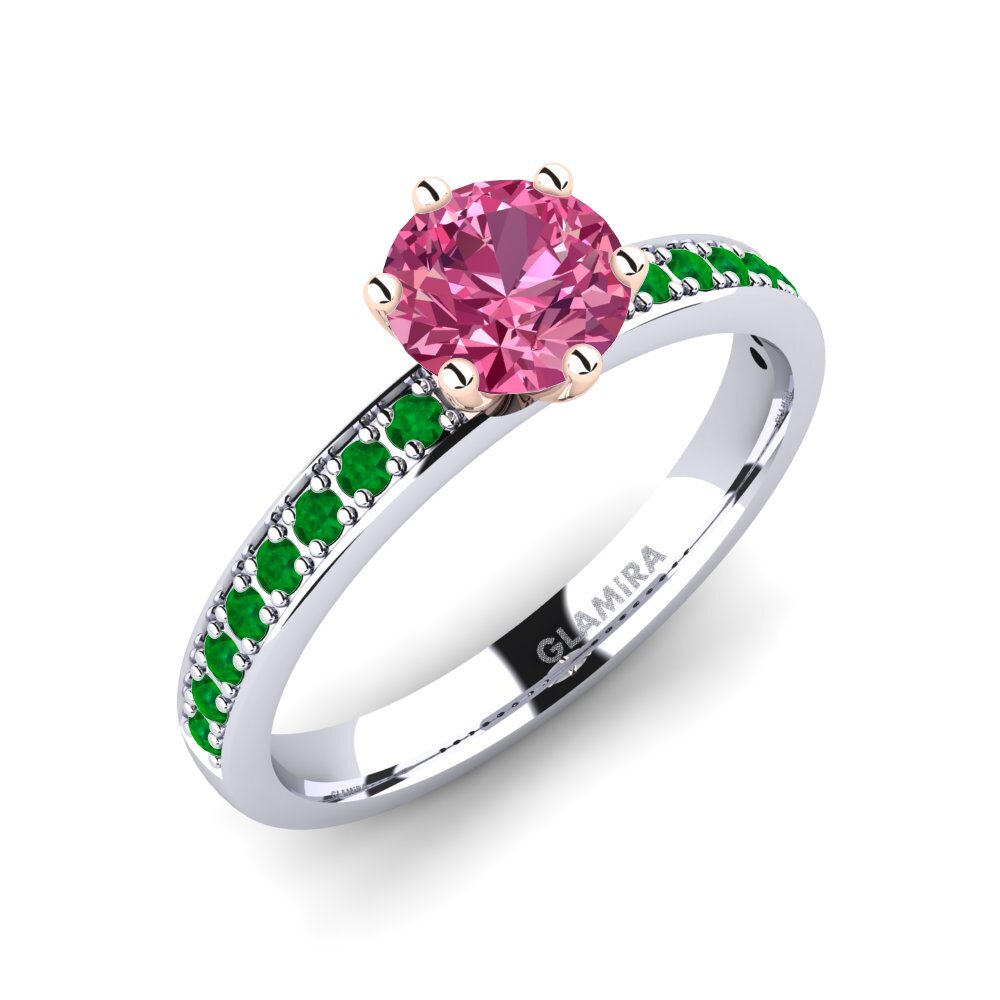 14K Wit & Rood Goud Roze Toermalijn Verlovingsring Ageall 0.8 crt