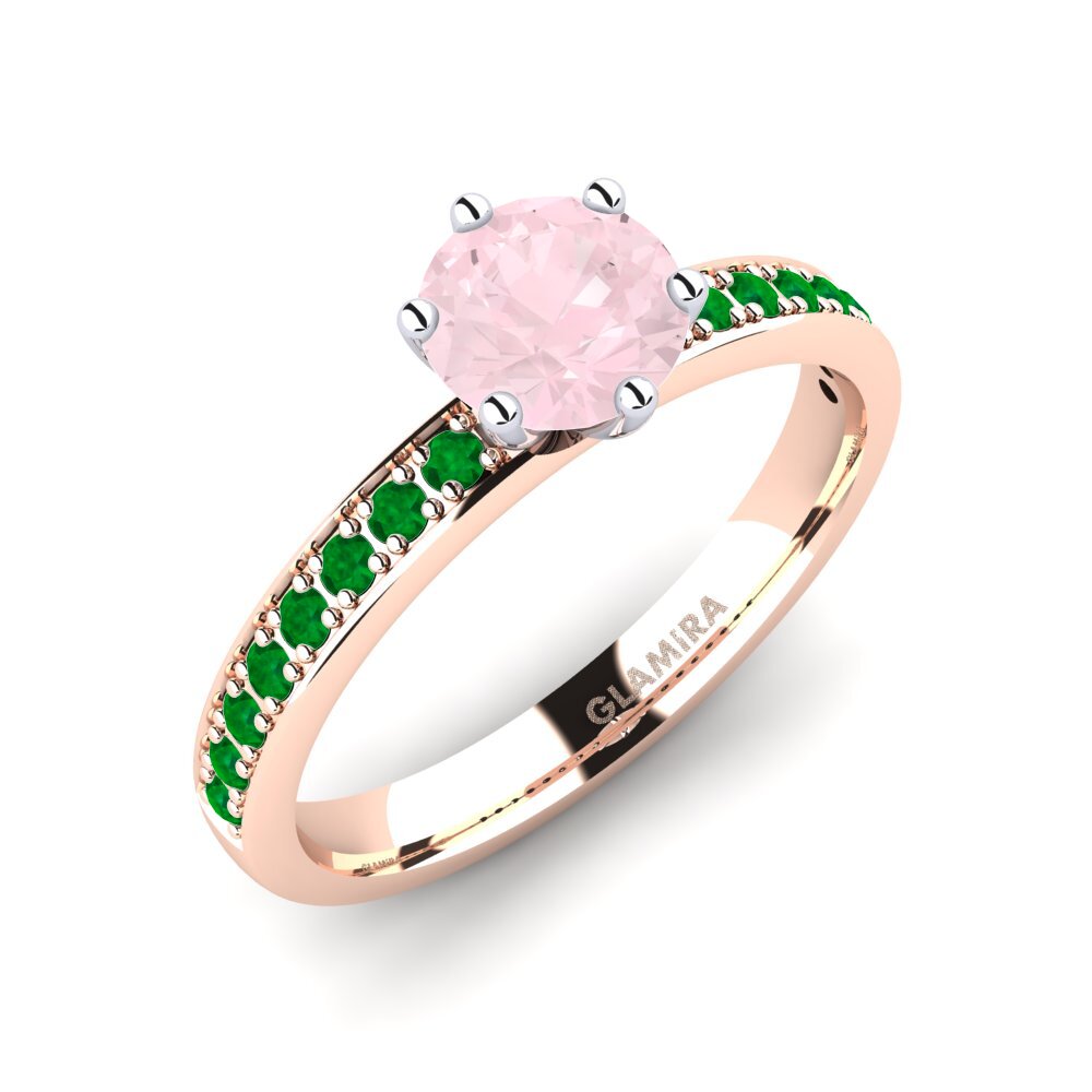14K Rood & Wit Goud Rozenkwarts Verlovingsring Ageall 0.8 crt