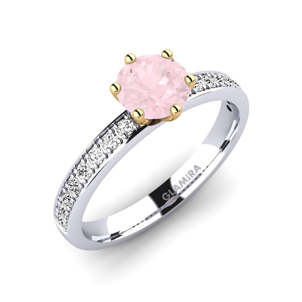 14ct White / Yellow Gold Rose Quartz Engagement Ring Ageall 0.8 crt