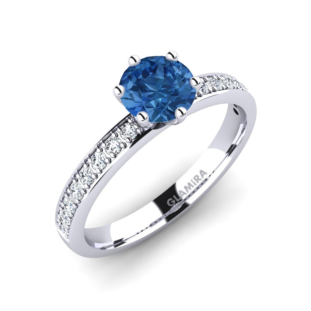 Dark Blue Zirconia Engagement Ring Ageall 0.8 crt