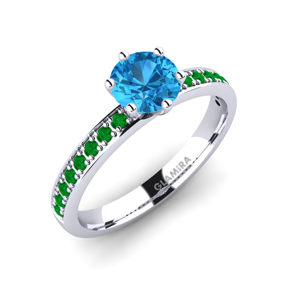 Blue Topaz Engagement Ring Ageall 0.8 crt