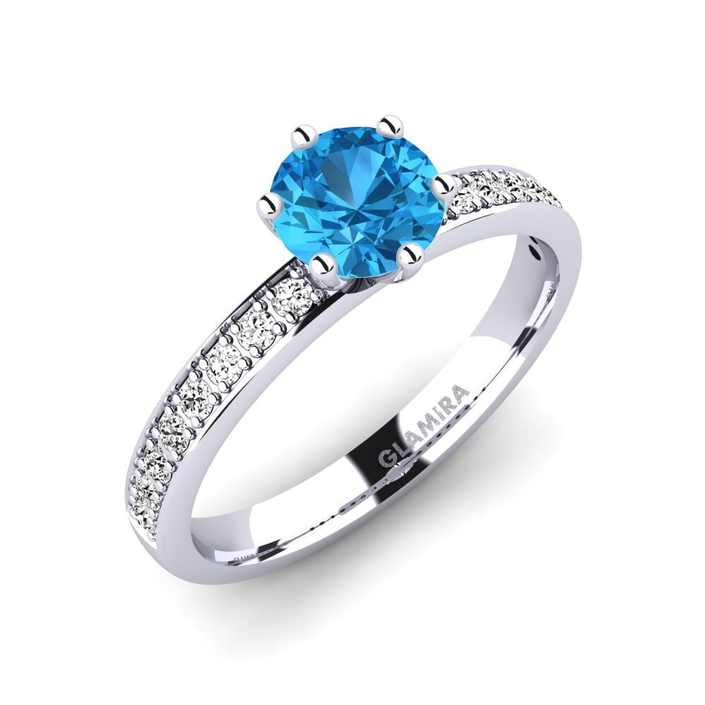 Μπλε Τοπάζ Δαχτυλίδι Αρραβώνων Ageall 0.8 crt