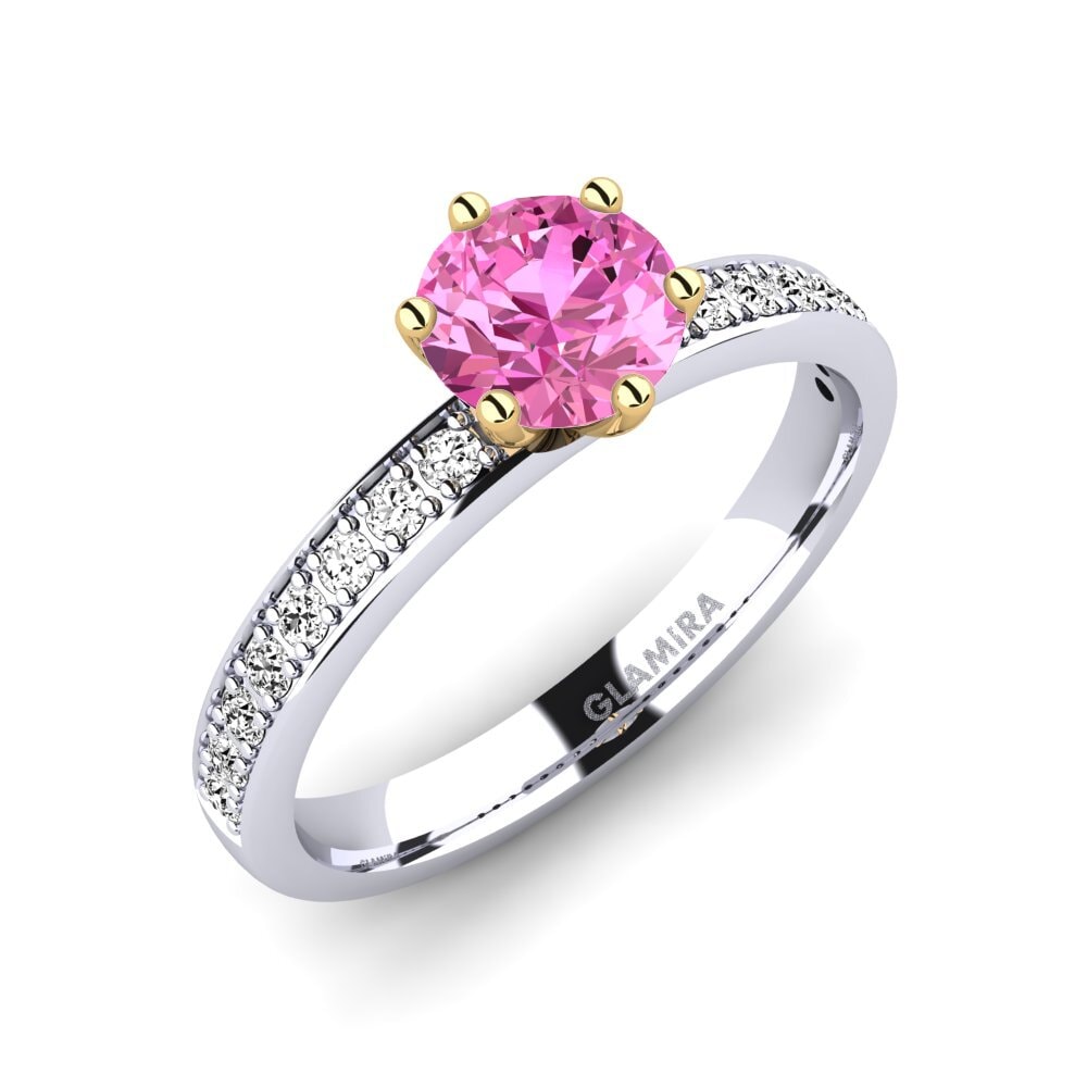 14ct White / Yellow Gold Pink Topaz Engagement Ring Ageall 0.8 crt