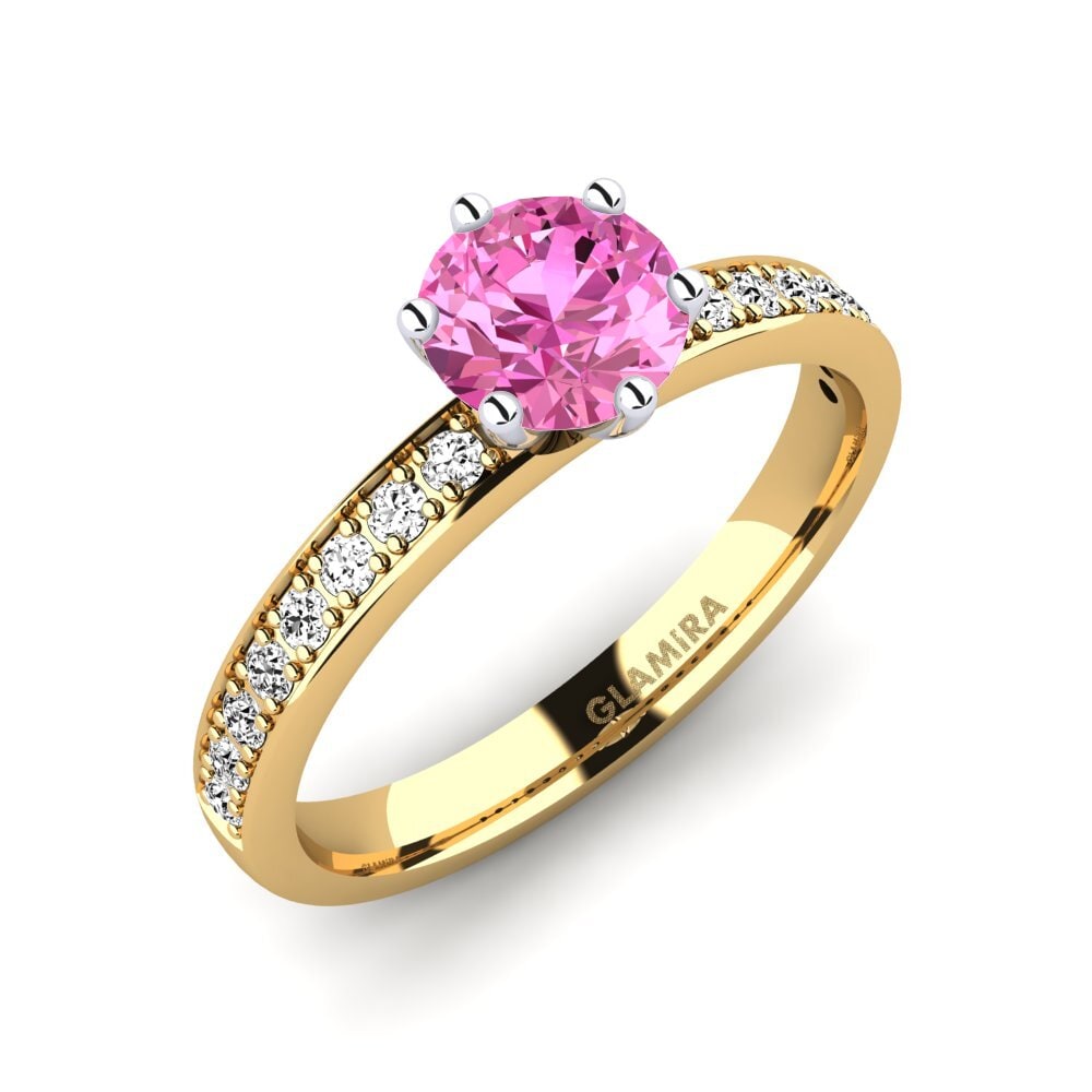 14ct Yellow / White Gold Pink Topaz Engagement Ring Ageall 0.8 crt