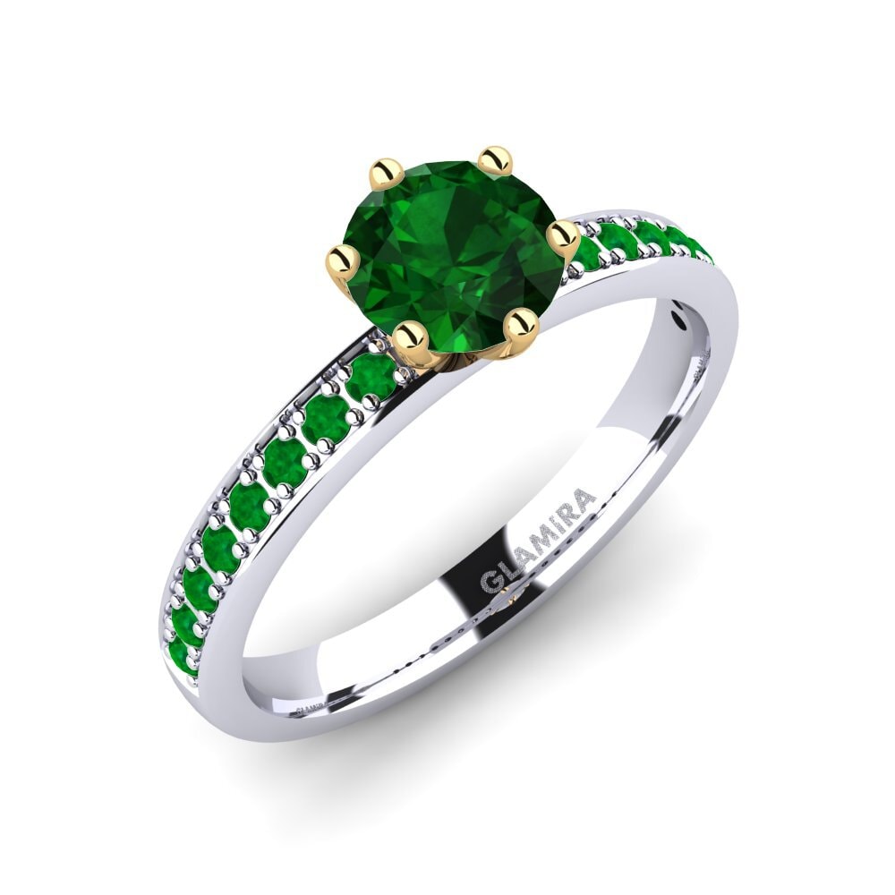 14K Wit & Geel Goud Tsavorite Verlovingsring Ageall 0.8 crt