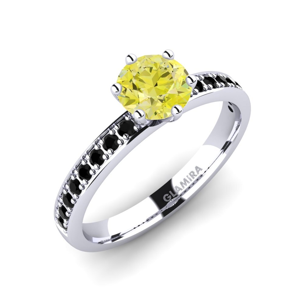 Białe Złoto 750 Żółty Diament Pierścionek zaręczynowy Ageall 0.8 crt