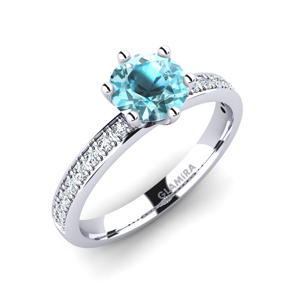 Blue Zircon Engagement Ring Ageall 1.0 crt