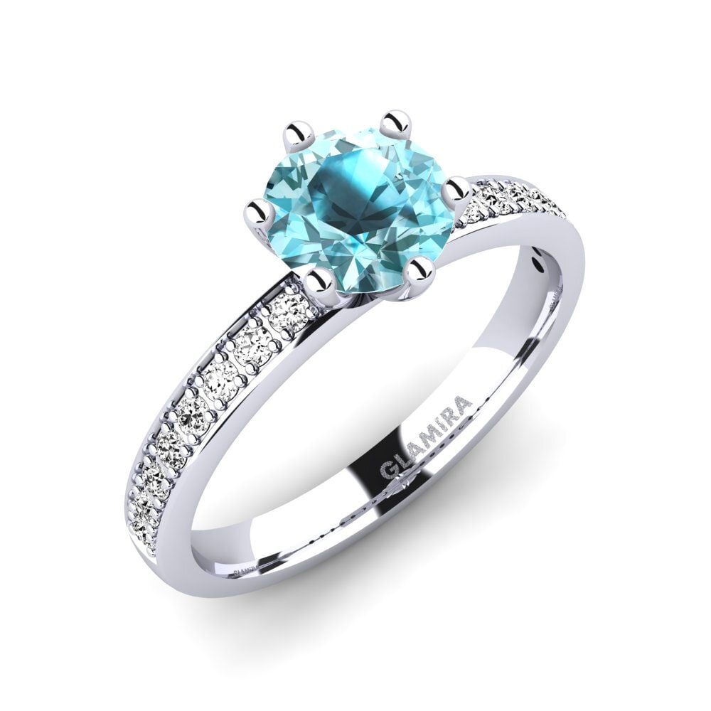 Blue Zircon Engagement Ring Ageall 1.0 crt