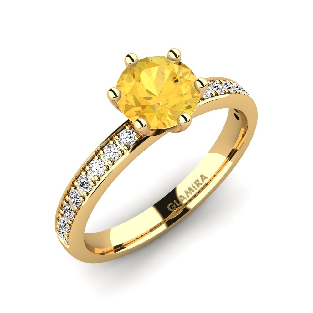 18k Oro Amarillo Citrino Anillo de compromiso Ageall 1.0 crt