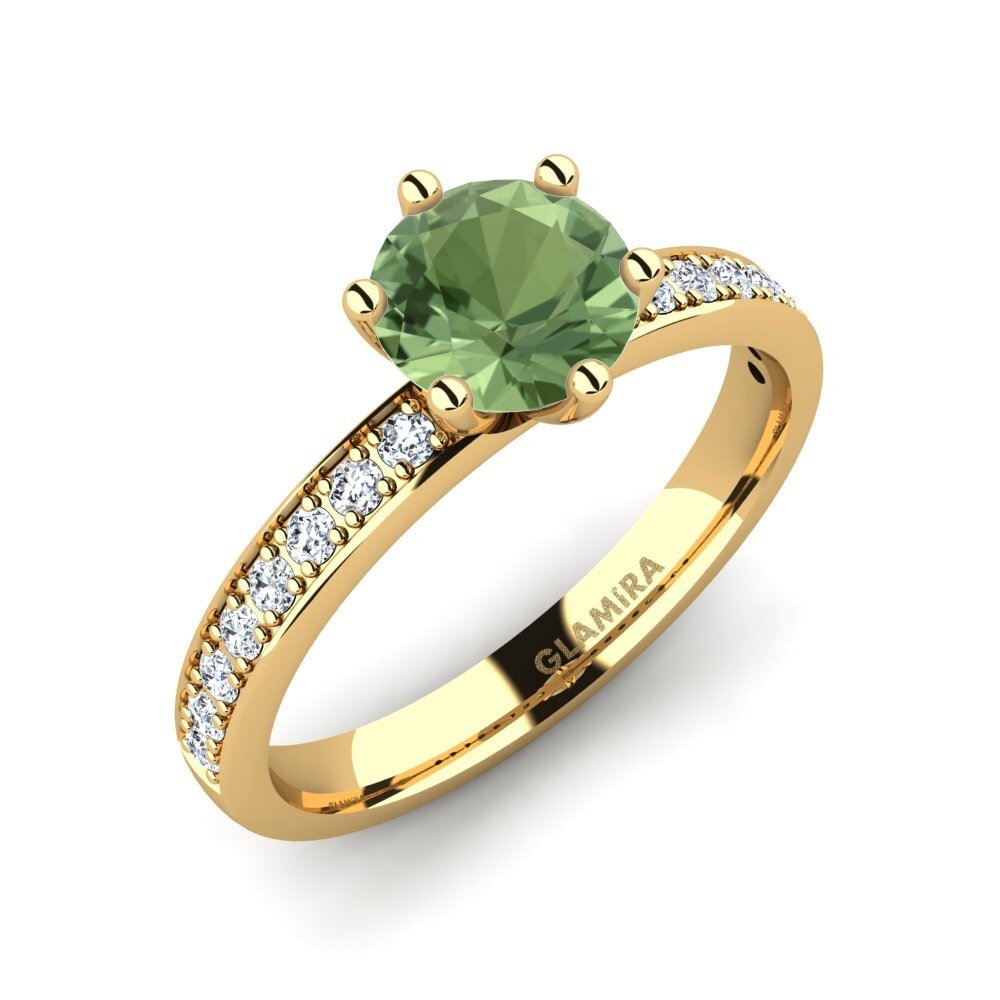 14ct Yellow Gold Green Sapphire Engagement Ring Ageall 1.0 crt