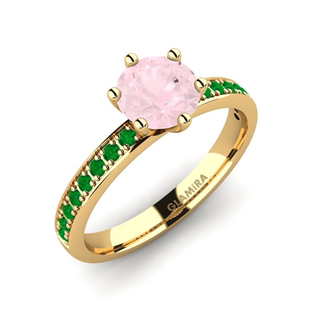 18K Yellow Gold Rose Quartz Engagement Ring Ageall 1.0 crt