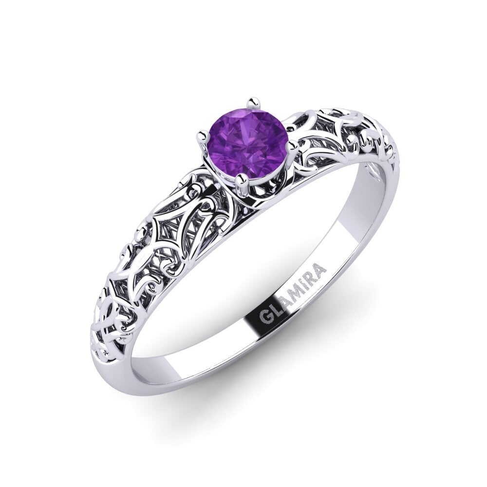 White Silver Amethyst Engagement Ring Alfreda