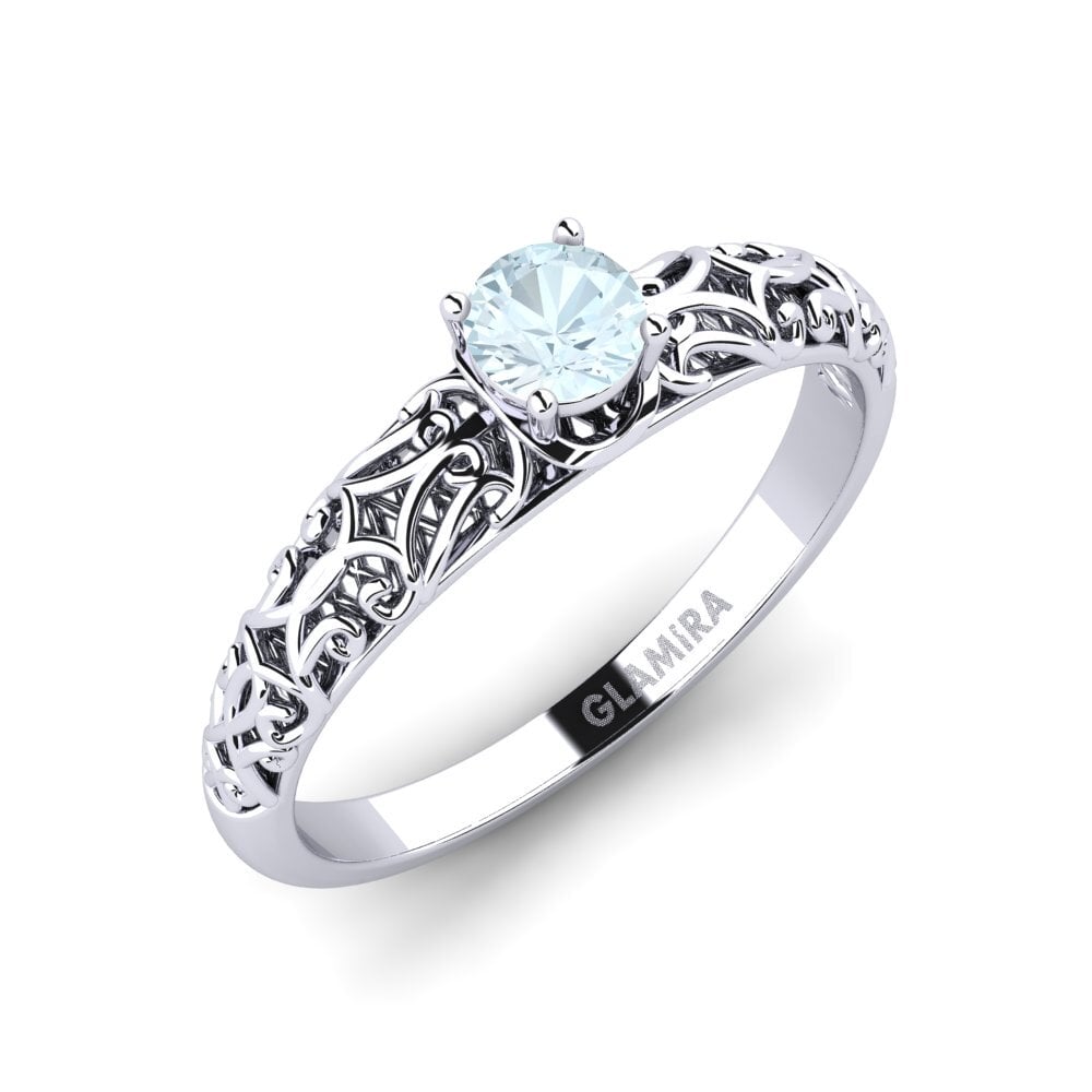 White Silver Aquamarine Engagement Ring Alfreda