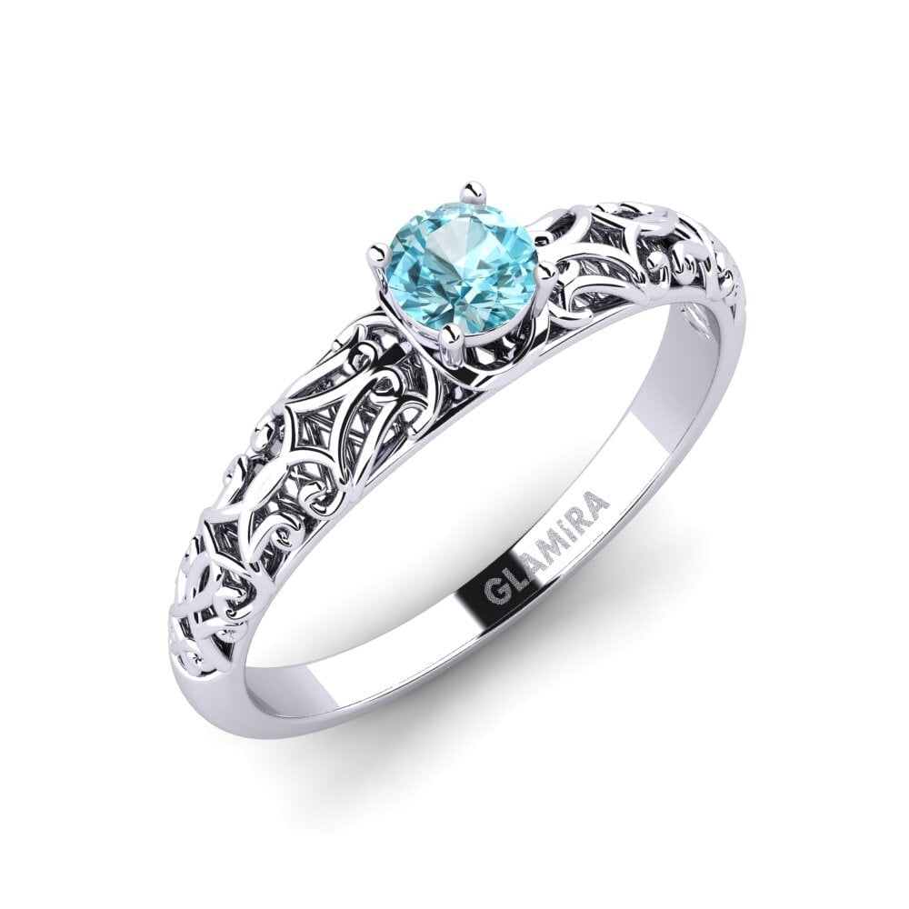 950 Platinum Blue Zircon Engagement Ring Alfreda