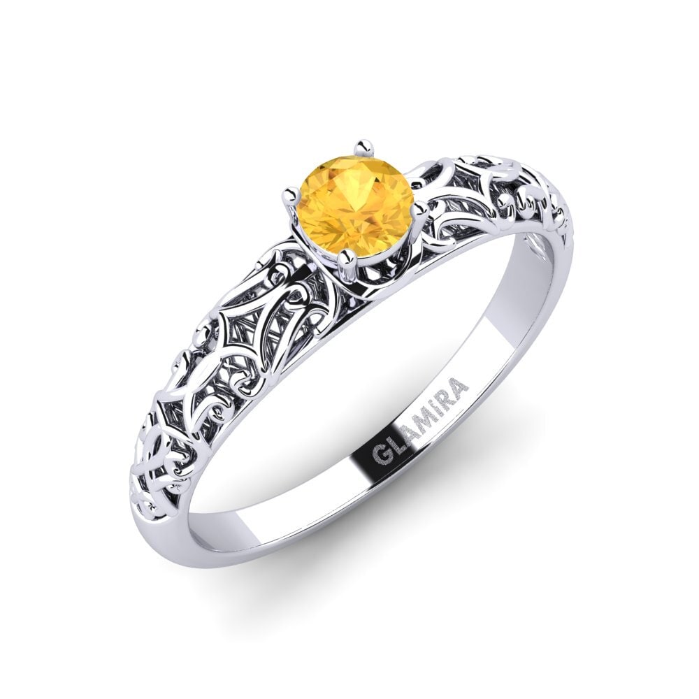 9ct White Gold Citrine Engagement Ring Alfreda