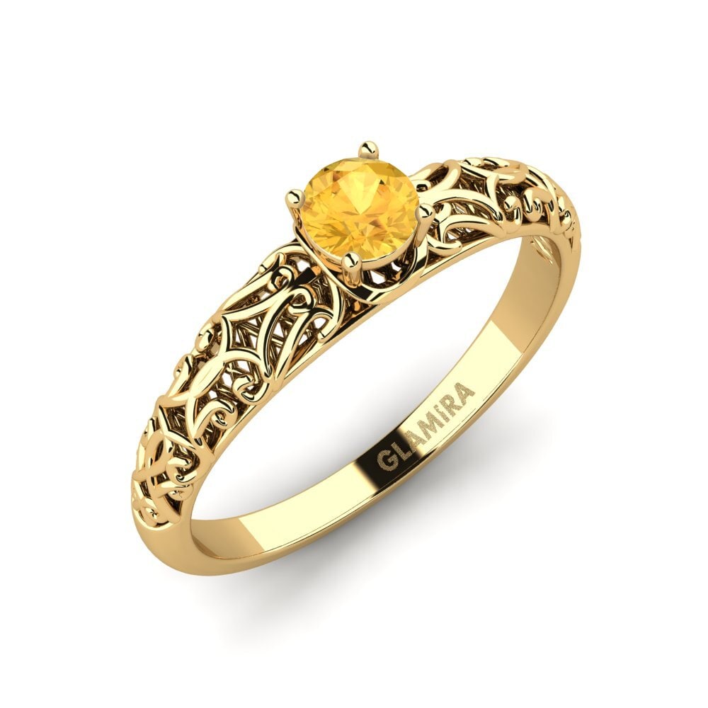 14k Oro Amarillo Citrino Anillo de compromiso Alfreda