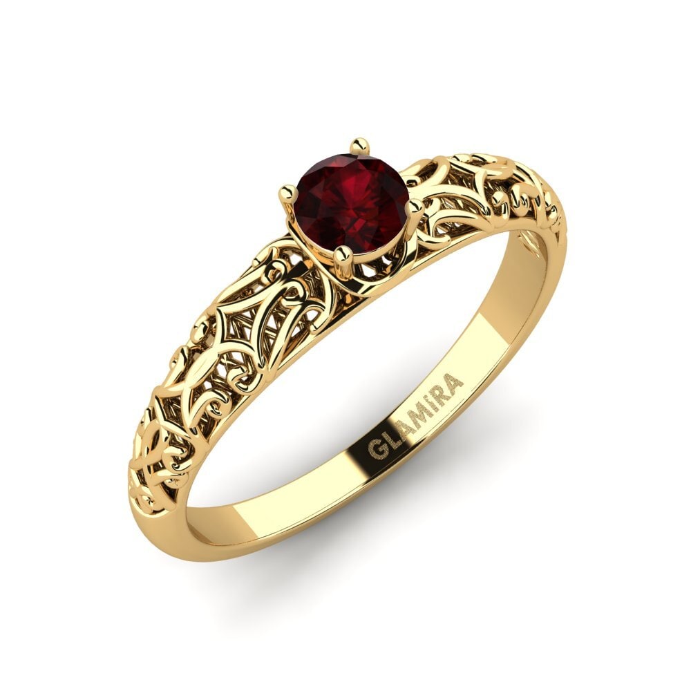 14K Yellow Gold Garnet Engagement Ring Alfreda