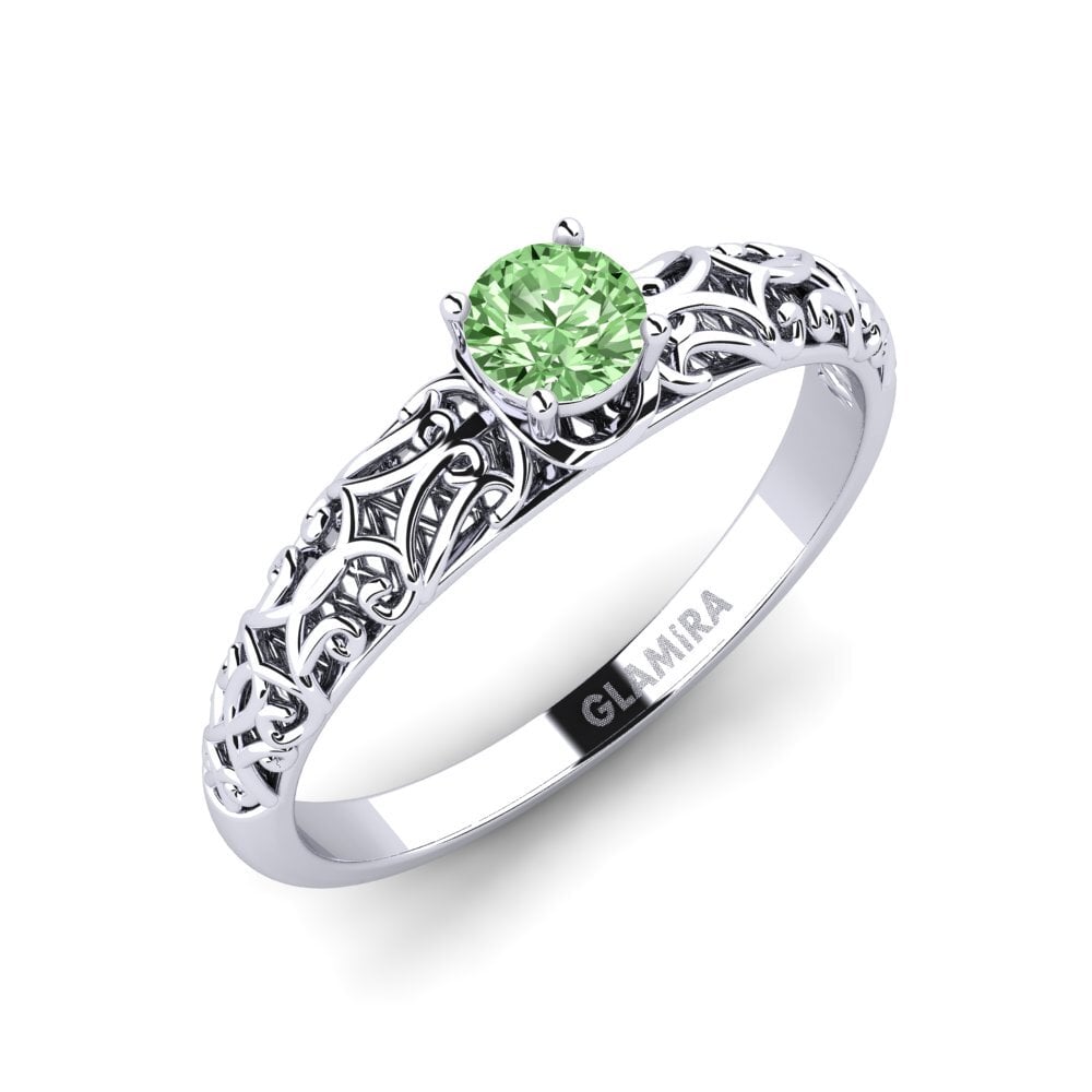 9ct White Gold Green Diamond Engagement Ring Alfreda