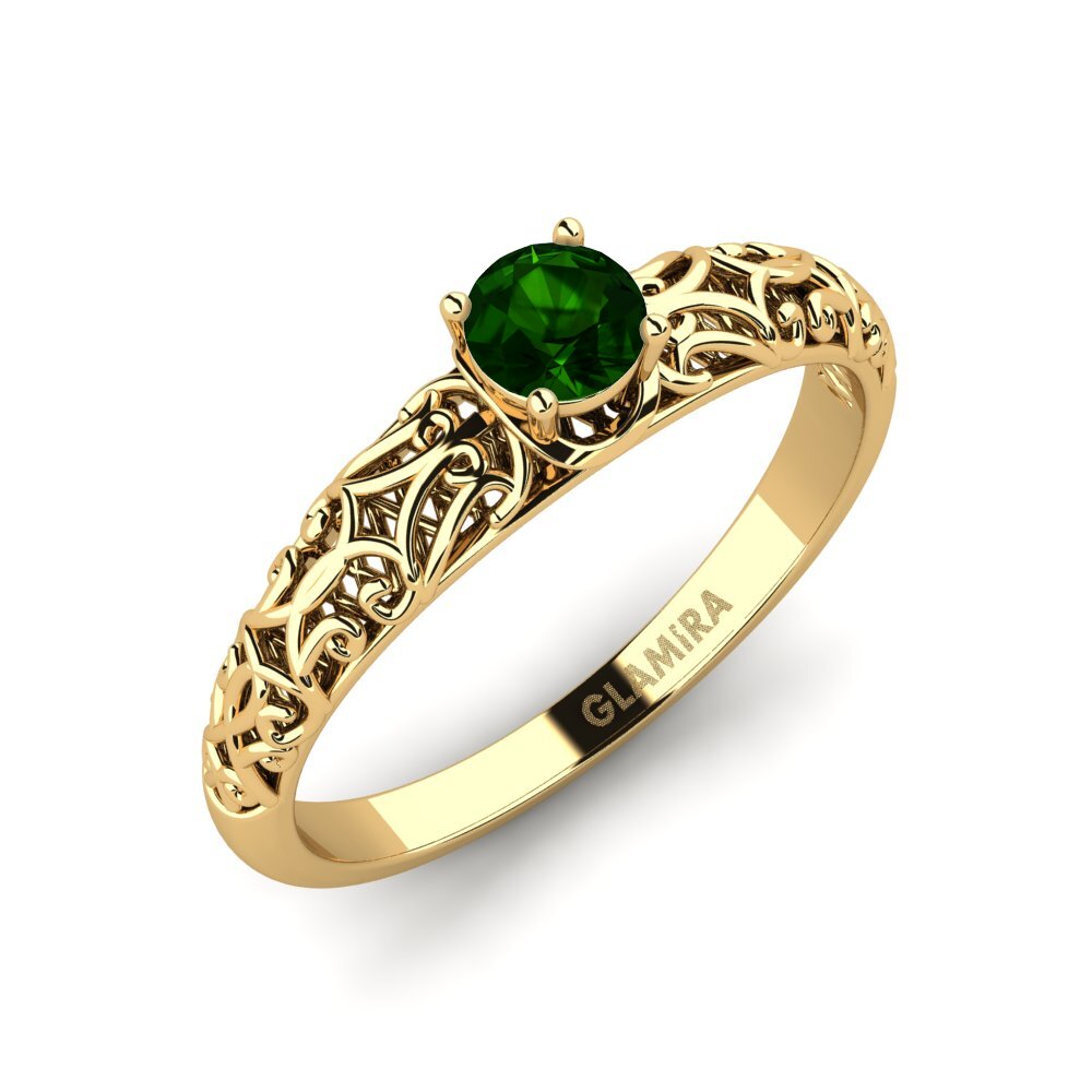 14K Yellow Gold Green Tourmaline Engagement Ring Alfreda