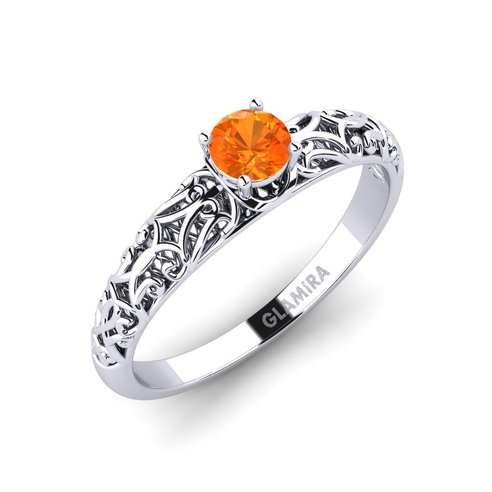Plata 925 Zafiro Naranja Anillo de compromiso Alfreda