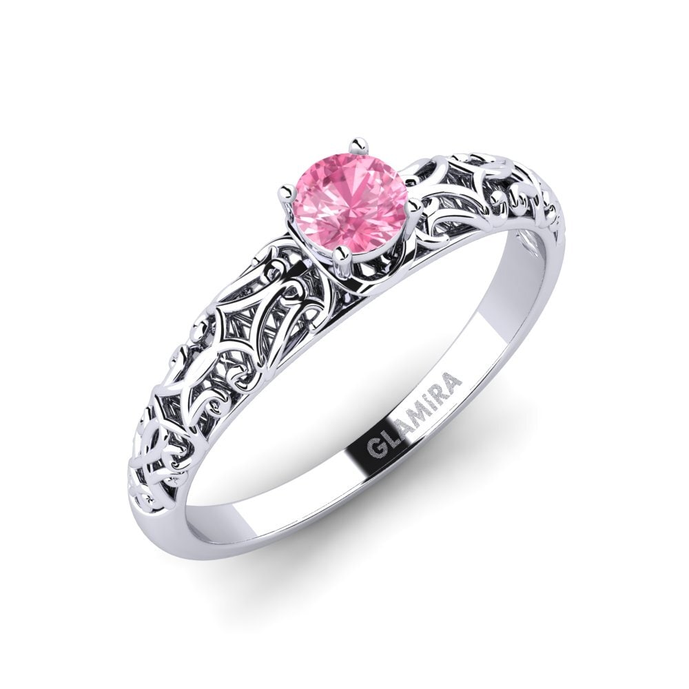 Platino 950 Zafiro Rosado Anillo de compromiso Alfreda