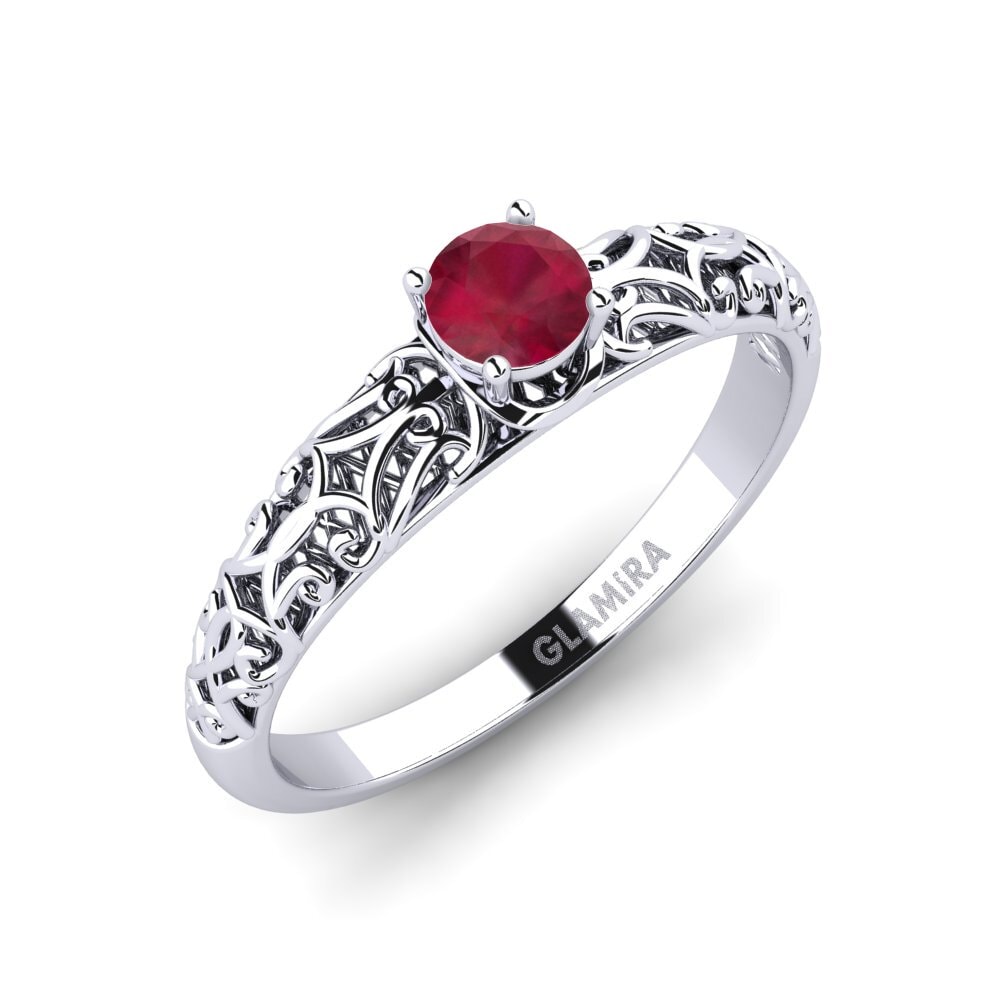 Weiß-Silber Rubin Verlobungsring Alfreda