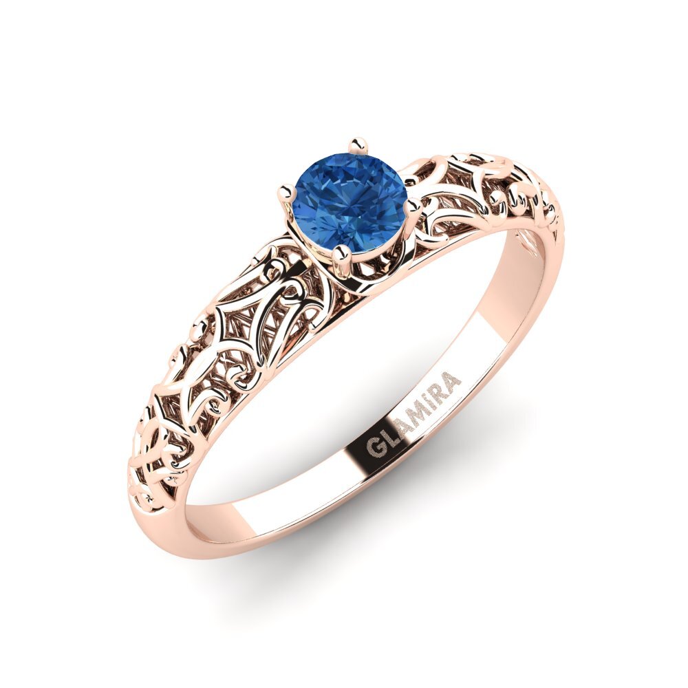 Dark Blue Zirconia Engagement Ring Alfreda