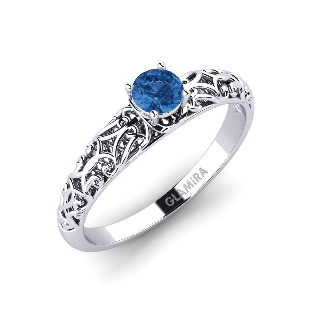 925 Zilver Donker Blauwe Zirkoon Verlovingsring Alfreda