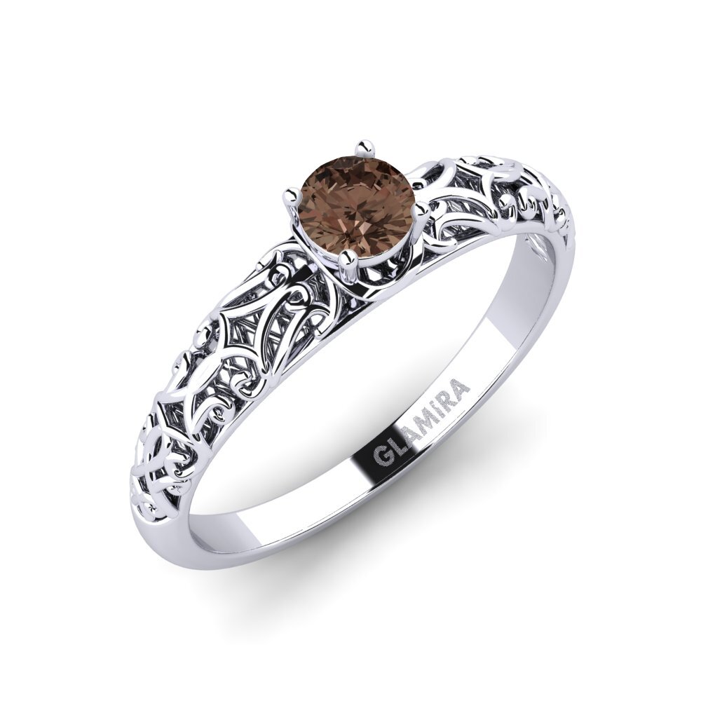 18ct White Gold Smoky Quartz Engagement Ring Alfreda