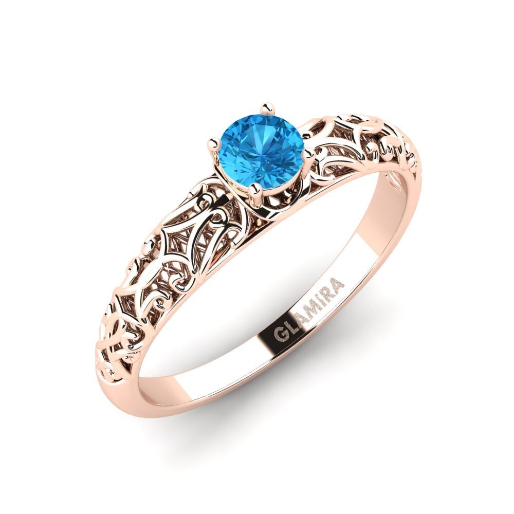 Topacio azul Anillo de compromiso Alfreda