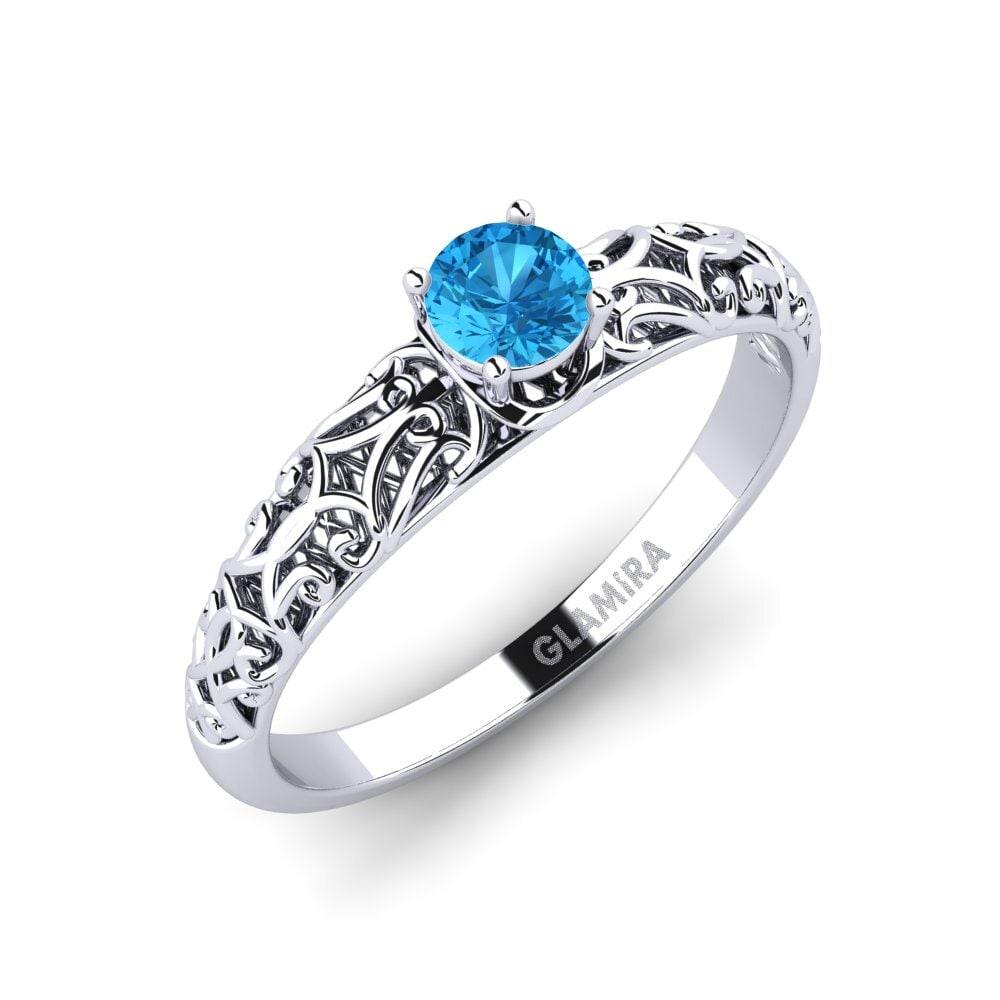 9ct White Gold Blue Topaz Engagement Ring Alfreda