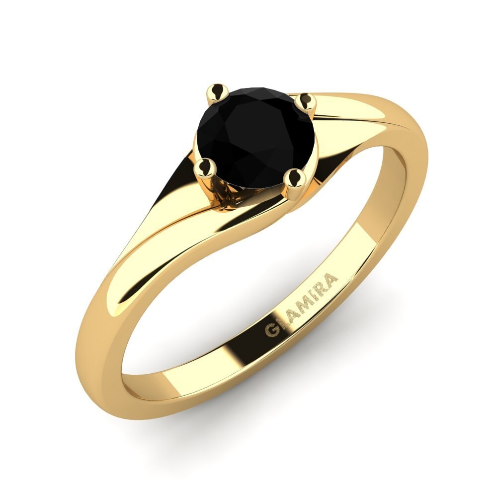 14ct Yellow Gold Black Sapphire Engagement Ring Alfrida 0.5 crt