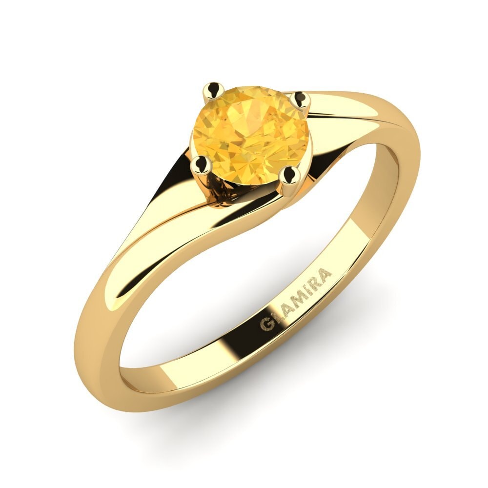 14k Oro Amarillo Citrino Anillo de compromiso Alfrida 0.5 crt
