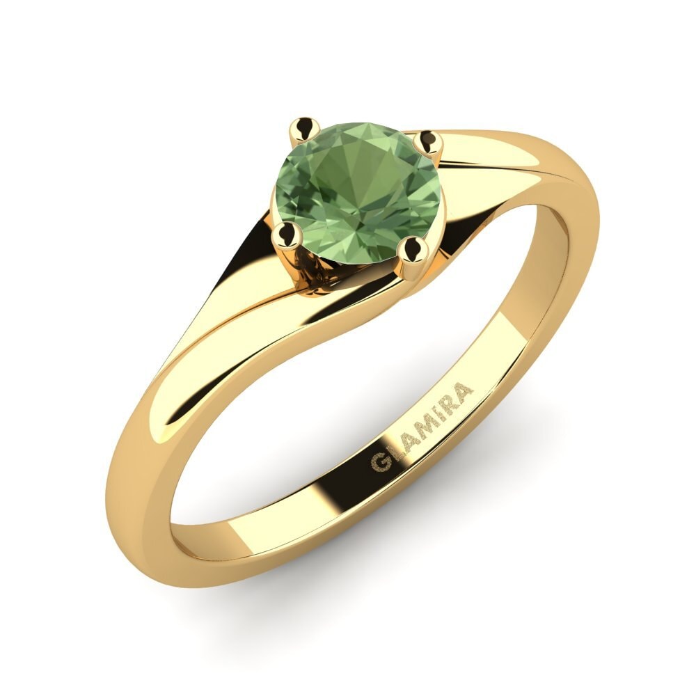 14ct Yellow Gold Green Sapphire Engagement Ring Alfrida 0.5 crt