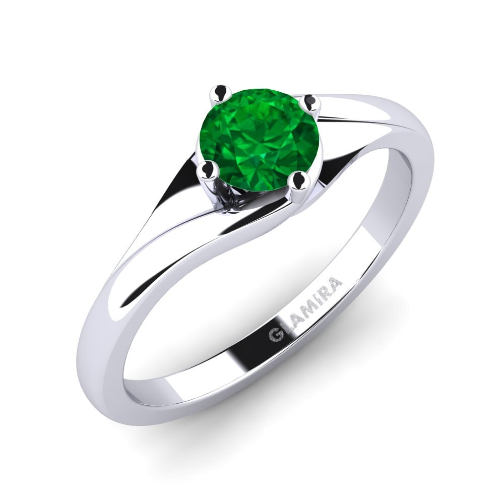 Émeraude (créée en laboratoire) Bague de fiançailles Alfrida 0.5 crt