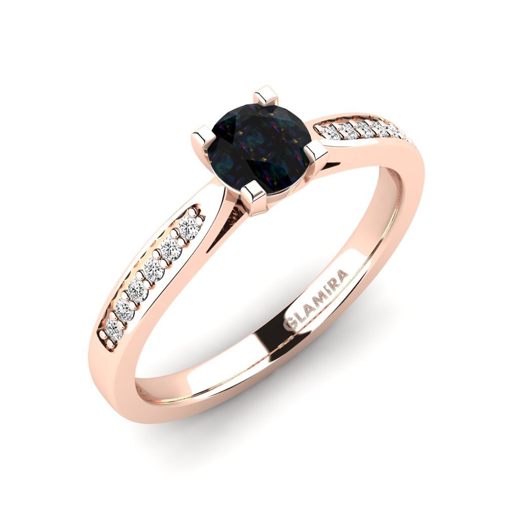 18k Oro Rosa Opalo Negro Anillo de compromiso Alina