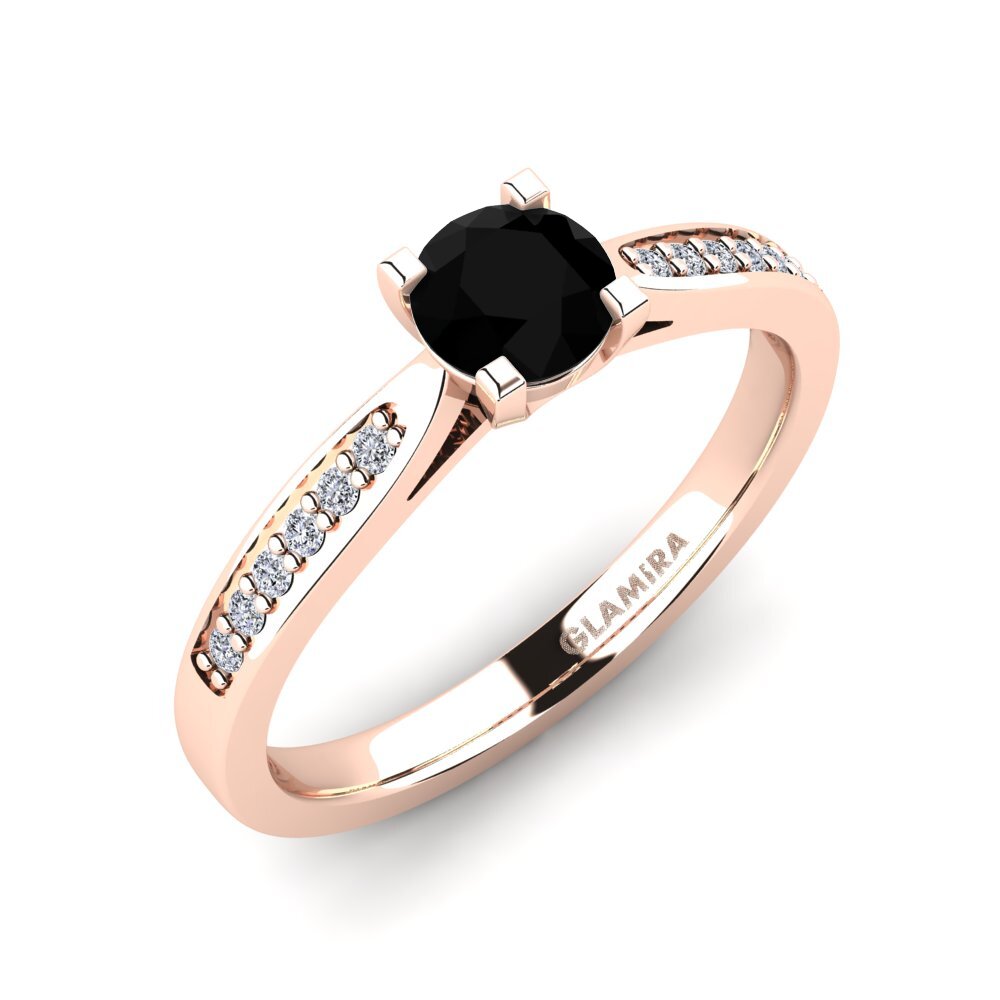 14ct Rose Gold Black Sapphire Engagement Ring Alina
