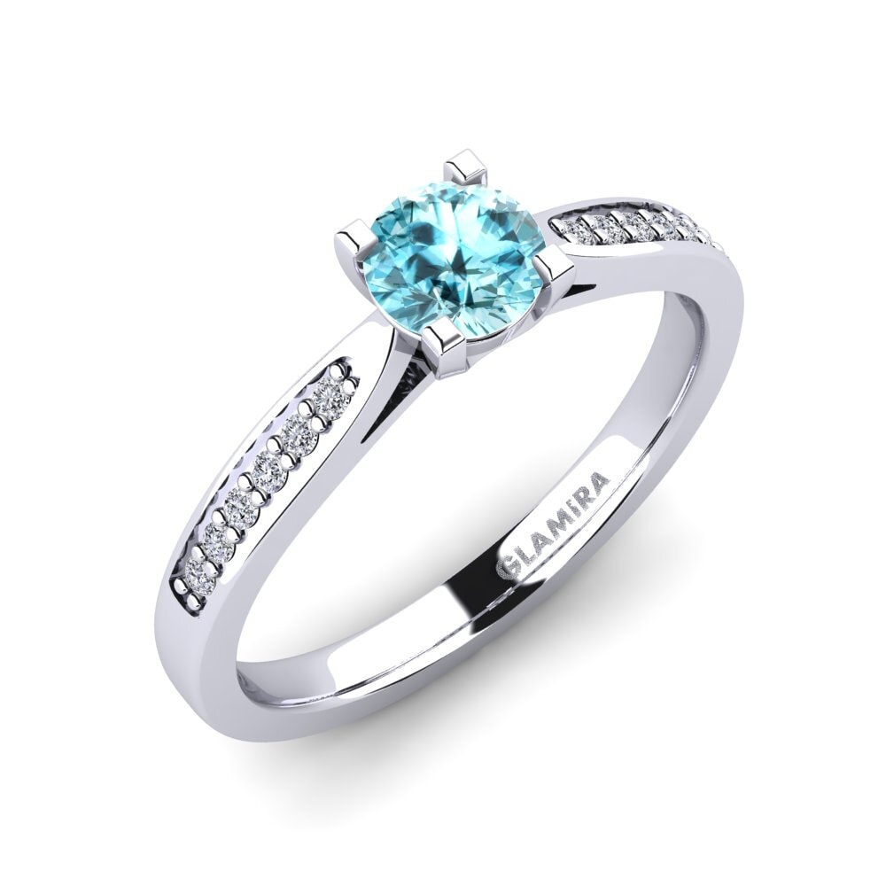 950 Platinum Blue Zircon Engagement Ring Alina