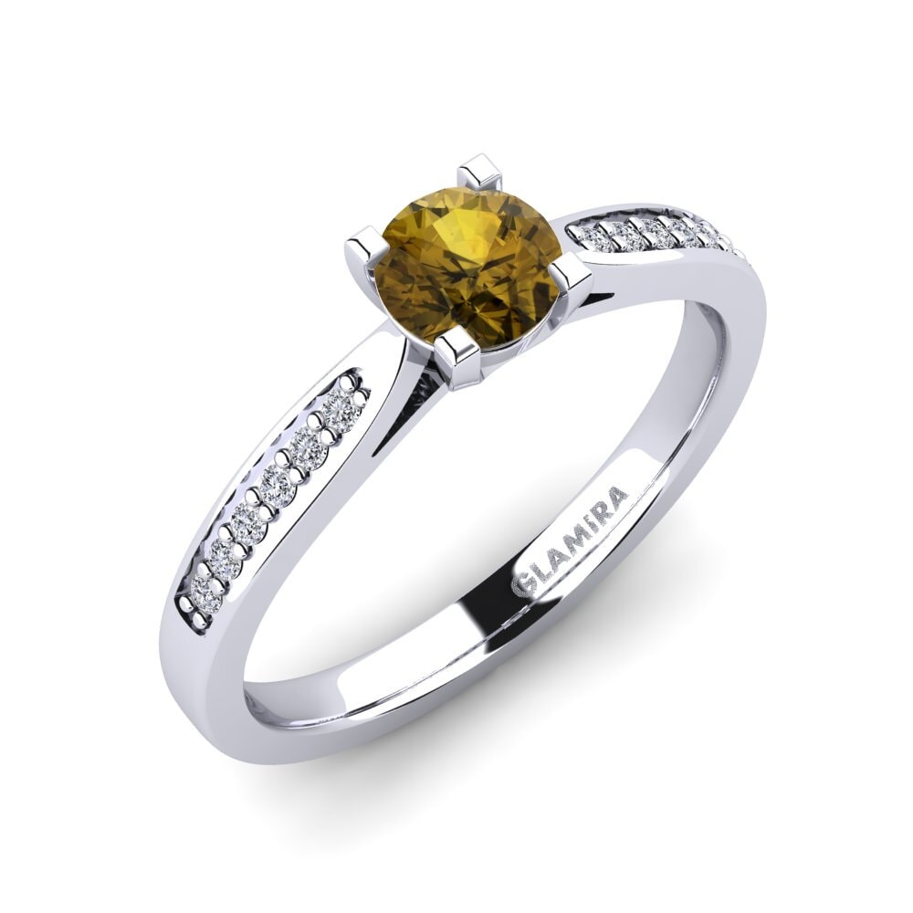 9ct White Gold Brown Zircon Engagement Ring Alina