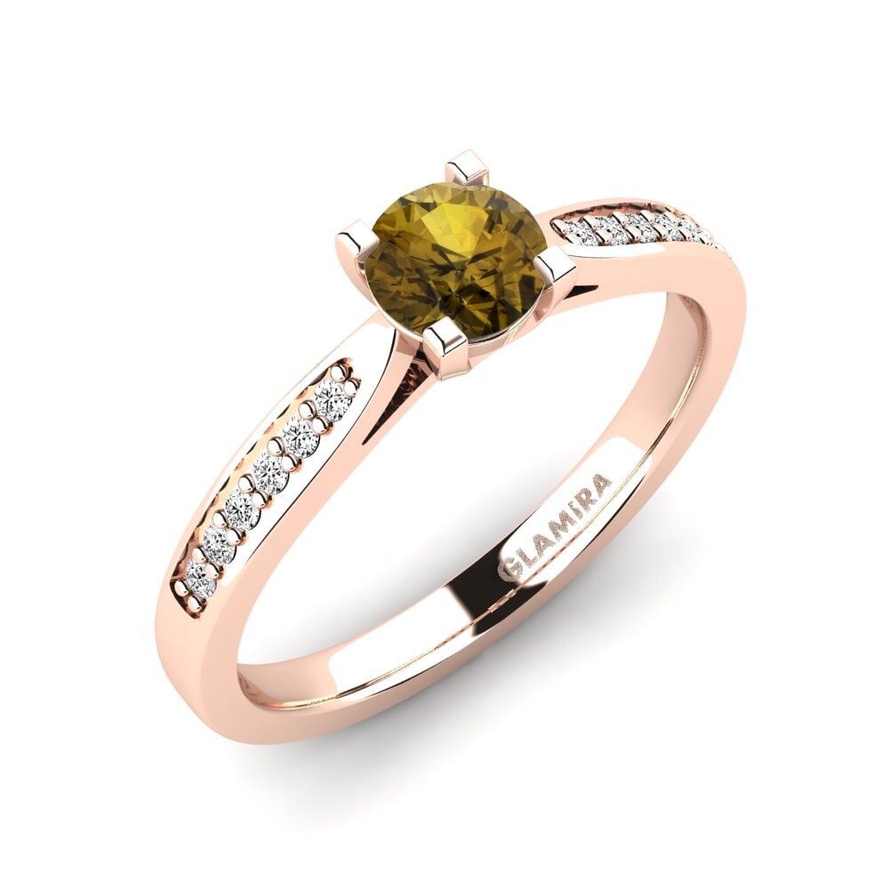 Vàng Hồng 9K Đá Zircon Nâu Nhẫn đính hôn Alina