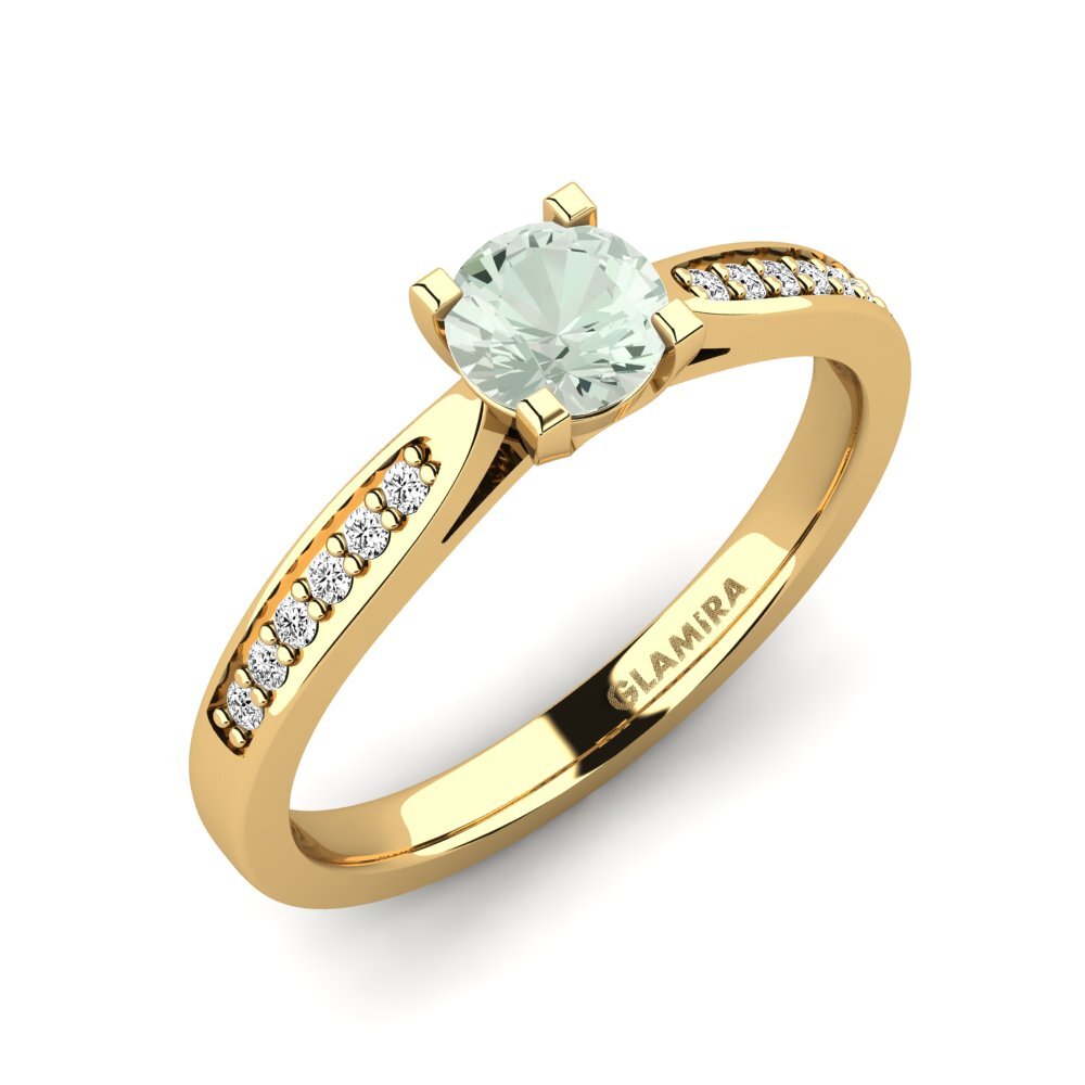 14ct Yellow Gold Green Amethyst Engagement Ring Alina