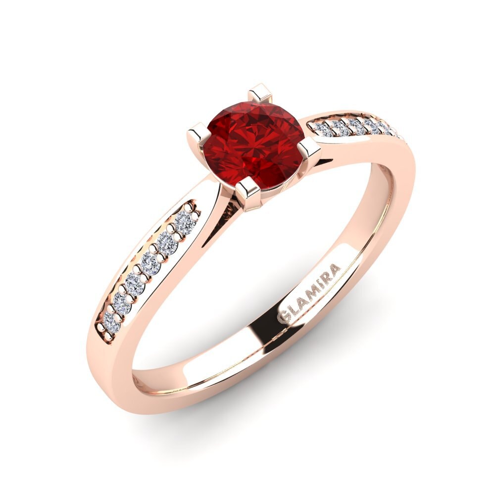 18ct Rose Gold Ruby (Lab Created) Engagement Ring Alina