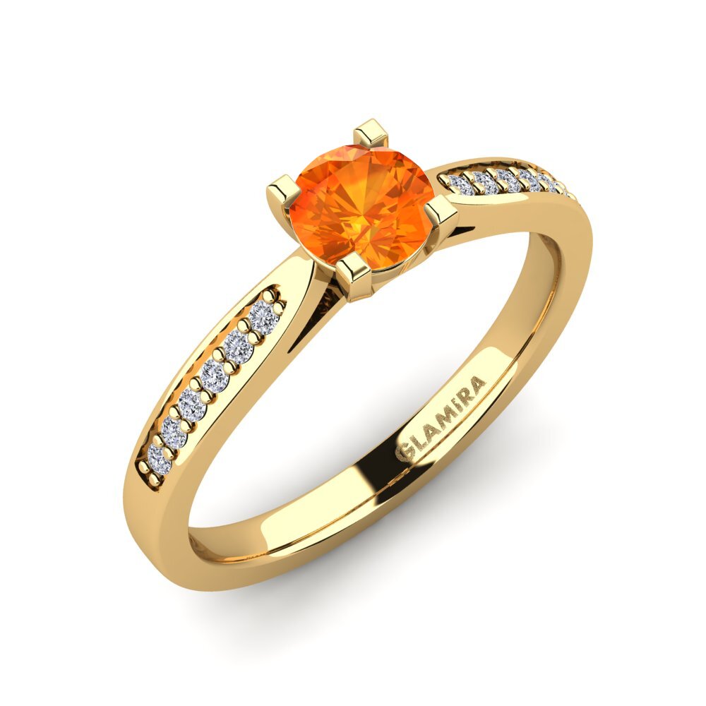 14ct Yellow Gold Orange Sapphire Engagement Ring Alina