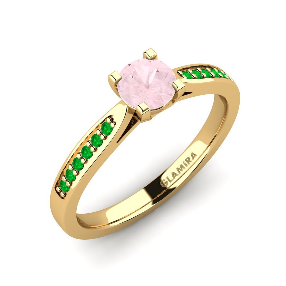 18K Yellow Gold Rose Quartz Engagement Ring Alina