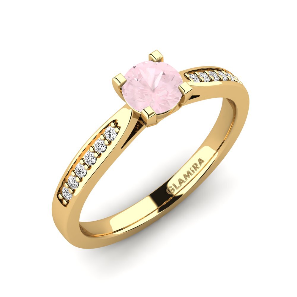 14ct Yellow Gold Rose Quartz Engagement Ring Alina